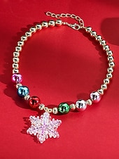 olcso Karácsonyi kiegészítők-Női karácsonyi ajándék nyaklánc, ötvözet és akril anyagból, színes gyöngyök ünnepi medálokkal, tökéletes ünnepi kiegészítő partikra és összejövetelekre