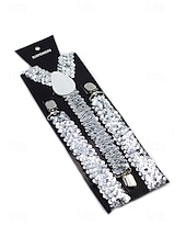 cheap Men's Belts-Men's Christmas Sequin Suspenders – Polyester Material, Festive Sparkling Design, Available in Multiple Colors, Perfect for Holiday Parties and Christmas Events