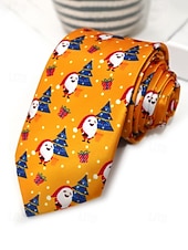 abordables Cravates et nœuds papillon pour hommes-Cravates de Noël pour hommes en polyester – motifs Père Noël, bonhomme de neige et autres motifs festifs, parfaites pour les fêtes de Noël et les occasions spéciales.