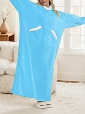 preiswerte Damen Schlafoberteile und -unterteile-Damen Schlafanzug Freizeitkleidung Flanell Warm Mode Tragbarer Decken-Hoodie Einfarbig Tasche Heim Täglich Bett Langarm Kapuzenpullover Schwarz Marineblau Königsblau Grün Hellgrau Herbst Winter