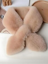 baratos Lenços Femininos-cachecol feminino de pele sintética de natal, aquecedor de pescoço macio com nó cruzado, xale elegante de inverno para festas de fim de ano e presentes