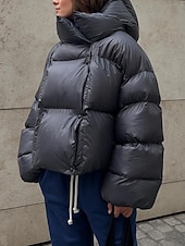 halpa Talvi Parka-Naisten Anorakki Mukava Hengittävä Tasku Napit Vapaa-aika Tavallinen Loma Katu Kausaliteetti Arki-asut Vetoketju Normaali Hupullinen Normaali Pitkähihainen Päällysvaatteet Musta Armeijan vihre