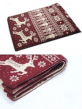 abordables Foulards pour femmes-Écharpe de Noël pour femme en maille avec motif renne – matière acrylique, motif festif pour les fêtes et les vêtements d'hiver