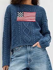 Női Pulóver Szüret Divat Utcai sikk Grafika Terített nyak Kötött Hosszú ujj Normál felsők Kötött Szabadtéri Napi Randi Tengerészkék Ősz Tél olcso Egyszerű felsők-Női Pulóver Szüret Divat Utcai sikk Grafika Terített nyak Kötött Hosszú ujj Normál felsők Kötött Szabadtéri Napi Randi Tengerészkék Ősz Tél