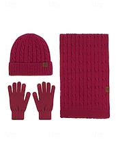 economico Cappelli da donna-Set unisex di cappello, sciarpa e guanti natalizi con guanti touchscreen, vari colori, perfetto per la moda invernale e come regalo per le feste