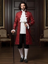 billige Antrekk-Sett retro vintage viktoriansk middelaldersk skjorte trench coat vampyr adelsmann jacquard fancy dress Menns Ebenezer Scrooge nisse Halloween karneval forestilling Ren Faire fest voksnes frakk