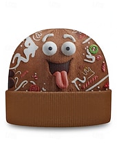 halpa Naisten hatut-Miesten jouluinen pipo – joulupukki- ja piparkakkuaiheinen, mukavasta neulotusta materiaalista, täydellinen juhlapyhiin, talviretkiin ja joululahjoiksi