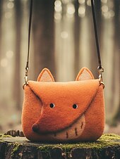 olcso Keresztpántos táskák-női filc crossbody táska, aranyos róka alakú válltáska, vintage kézzel készített állatmintás kézitáska hölgyeknek alkalmi mindennapi utazáshoz