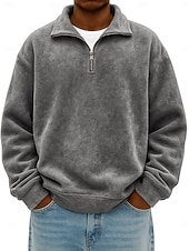 Herren Pullover Sweatshirt Reißverschluss-Polo Urlaub Straße Reißverschluss Langarm Mode Basic Einfarbig Einfach Mode Herbst Frühling & Herbst Ganzjahres Bequeme Passform Schwarz Rosa Armeegrün preiswerte Klassisches Poloshirt für Herren-Herren Pullover Sweatshirt Reißverschluss-Polo Urlaub Straße Reißverschluss Langarm Mode Basic Einfarbig Einfach Mode Herbst Frühling & Herbst Ganzjahres Bequeme Passform Schwarz Rosa Armeegrün