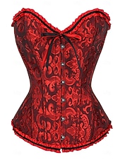 ieftine Corsete-corset corsete de dimensiuni plus pentru femei corsete country sexy doamnă dragă control burtă push up jacquard jacquard cârlig cu flori abstracte &amp;amp; ochi lace up nailon / bumbac nunta special