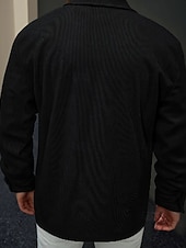 preiswerte Lässige Jacken-Herren Hemdjacke Cordjacke Freizeitjacke Urlaub Täglich Atmungsaktiv Tasche Frühling Herbst Einfach Mode Klassisch Revers Regulär Schwarz Braun Beige Jacken