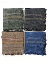 preiswerte Krawatten &amp;amp; Fliegen für Herren-Leichter gestreifter Baumwollschal für Herren – lässiger, weicher Fransenschal im Vintage-Stil für Outdoor-Reisen im Herbst und Winter und den Alltag