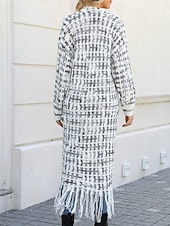 economico Cardigan Aperto-Per donna Felpa Cardigan Elegante Moda Streetwear Plaid A Coste Aperto davanti Nappa Lavorato a maglia Manica Lunga Top lunghi Maglia All&#039;aperto Quotidiano Weekend Nero Giallo Primavera Autunno