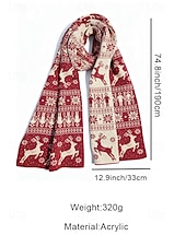 abordables Foulards pour femmes-Écharpe de Noël pour femme en maille avec motif renne – matière acrylique, motif festif pour les fêtes et les vêtements d'hiver