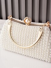 ieftine Nuntă ACC-Geantă de seară tip clutch pentru femei cu perle și mâner auriu, geantă elegantă pentru nunți, cocktailuri și evenimente formale – disponibilă în mai multe culori