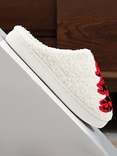 ieftine Flip-Flops de Damă-Papuci de Crăciun albi pentru femei, cu căptușeală plușată, pantofi confortabili de iarnă pentru petrecerea de sărbători &amp;oferirea de cadouri