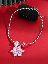 olcso Karácsonyi kiegészítők-Női karácsonyi ajándék nyaklánc, ötvözet és akril anyagból, színes gyöngyök ünnepi medálokkal, tökéletes ünnepi kiegészítő partikra és összejövetelekre