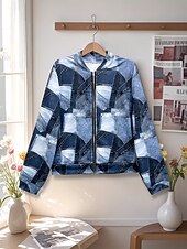 Damskie Zwykła kurtka Zatrzymujący ciepło Szybkie wysychanie Zamek Kieszeń Elegancja Moda Codzienny Prosty Geometryczny Urlop Codzienny Święto Codzienne Regularny kołnierz baseballowy Regularny Długi tanie zwykłe kurtki-Damskie Zwykła kurtka Zatrzymujący ciepło Szybkie wysychanie Zamek Kieszeń Elegancja Moda Codzienny Prosty Geometryczny Urlop Codzienny Święto Codzienne Regularny kołnierz baseballowy Regularny Długi