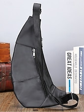 baratos Bolsas para Homem-bolsa tiracolo masculina de couro premium - mochila tiracolo estilosa com vários zíperes para uso diário, viagens e atividades ao ar livre