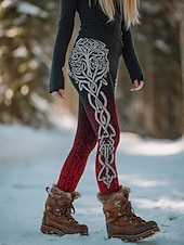 Χαμηλού Κόστους Τέχνη &amp; Σχεδίαση Εκτύπωση-Γυναικείες Leggings Viking Boho Vintage Εθνοτικής Στιλ Πλήρους Μήκους Ψηλή Μέση Γραφικά Αφηρημένα 3D Εκτύπωση Γρήγορης Στεγνώματος Αναπνευστικότητα Μαλακοί Ελαστικοί Επίσημες Διακοπές Κρασιού