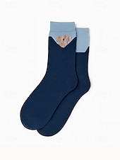 זול גרביים לנשים-גרבי כותנה לנשים - עיצובים רקומים של חתול כלב חמוד עם חיות, רכים ונוחים, מושלמים ללבוש יומיומי ולפעילויות יומיומיות