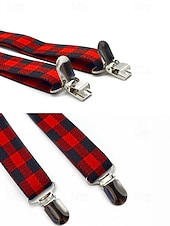 baratos Gravatas masculinas e gravatas borboleta-Conjunto de suspensório ajustável e gravata borboleta xadrez de Natal masculino, estilo casual e formal, perfeito para festas de fim de ano e presentes