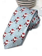 abordables Cravates et nœuds papillon pour hommes-Cravates de Noël pour hommes en polyester – motifs Père Noël, bonhomme de neige et autres motifs festifs, parfaites pour les fêtes de Noël et les occasions spéciales.