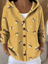 Pentru femei Jachetă cămașă Cald Imprimeu Casual Floral Casual Regulat Capișon Fit regulat Manșon Lung Îmbrăcăminte exterioară Galben Deschis Galben Roz Îmbujorat Toamnă Iarnă ieftine 3D palto-Pentru femei Jachetă cămașă Cald Imprimeu Casual Floral Casual Regulat Capișon Fit regulat Manșon Lung Îmbrăcăminte exterioară Galben Deschis Galben Roz Îmbujorat Toamnă Iarnă