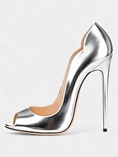 preiswerte Peep Toe Pumps-Damen Pumps mit goldenem Peep Toe und hohem Absatz, elegante Partyschuhe mit metallischem Stilettoabsatz für Weihnachtsfeiern, Abendveranstaltungen &amp;formelle Anlässe