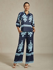 Χαμηλού Κόστους γυναικείο παντελόνι-γυναικείο παντελόνι φαρδύ μεταξωτό σατέν λάστιχο με σούρες στη μέση ίσιο χαλαρό εθνοτικό γεωμετρικό σχέδιο με εκτύπωση casual διακοπές άνοιξη καλοκαίρι φθινόπωρο