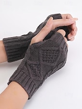 preiswerte Weihnachtsaccessoires-Gestrickte fingerlose Handschuhe für Damen, kuschelige Winter-Handwärmer mit Zopfmuster, stylische Weihnachtsgeschenk-Accessoires für Damen