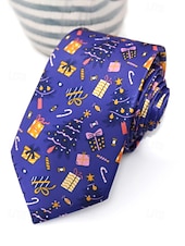 abordables Cravates et nœuds papillon pour hommes-Cravates de Noël pour hommes en polyester – motifs Père Noël, bonhomme de neige et autres motifs festifs, parfaites pour les fêtes de Noël et les occasions spéciales.