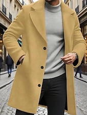 levne Pánský trenčkot-Pánské Kabát Trenčkot Dlouhý trenčkot Dovolená Denní Podzim Zima Polyester Větruvzdorné Zahřívací Svrchní oděvy Oblečení Módní Klasické Bez vzoru Kapsy Klopa Jednořadové sako s jedním knoflíkem