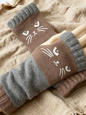 Недорогие Перчатки-Жен. 1 пара Без пальцев / Вязаные перчатки Уличный стиль / На открытом воздухе Перчатки - С принтом С принтом