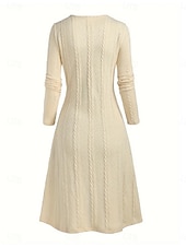 Χαμηλού Κόστους Φορέματα πουλόβερ-Γυναικεία Πουλόβερ Φόρεμα πουλόβερ Καθημερινό Μαλακή Μονόχρωμες Κοτλέ Στρογγυλή Ψηλή Λαιμόκοψη Κουρελού Πλεκτό Στάμπα Μακρυμάνικο Μακριές μπλούζες Πλέκω ΕΞΩΤΕΡΙΚΟΥ ΧΩΡΟΥ Καθημερινά Σαββατοκύριακο