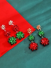 abordables Boucle d&amp;#39;oreille pour femme-Boucles d'oreilles de Noël pour femmes, design festif rouge et vert avec matériau en alliage, parfaites pour les fêtes de fin d'année et les cadeaux