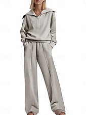 Dames Modieus Streetwear Broeken Sets Bolero Top Lange mouw Overhemdkraag Effen Kleur Vetoketju Buiten Werk Casual Blozend Roze Marineblauw Grijs Lente Normale pasvorm voordelige Blousepakken voor dames-Dames Modieus Streetwear Broeken Sets Bolero Top Lange mouw Overhemdkraag Effen Kleur Vetoketju Buiten Werk Casual Blozend Roze Marineblauw Grijs Lente Normale pasvorm