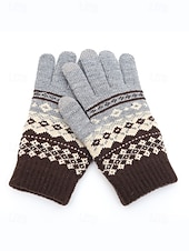 Недорогие Мужские перчатки-мужские рождественские перчатки для сенсорных экранов – теплые перчатки на флисовой подкладке с скандинавским вязаным рисунком – многоцветные варианты – идеально подходят для подарков на праздники и зимних мероприятий