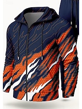 رخيصةأون بدلات رياضية-رجالي هوديي بدلة رياضية بدلة رياضية من قطعتين رباط إحزم هندسي أطقم ملابس رياضية الخريف الشتاء برتقالي مهنة الخارج السفر خفة الوزن موضة كم طويل رياضة ألبسة رياضية قابل للبسط عادي