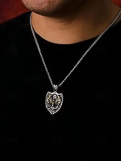 رخيصةأون مجوهرات رجالية-قلادة على شكل رأس غزال فايكنج من الفولاذ المقاوم للصدأ للرجال بتصميم درع، مجوهرات تميمة نورسية سلتيك كهدية عيد الميلاد والحفلات والارتداء اليومي