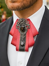 levne Pánské kravaty a motýlky-Pánský vánoční motýlek s diamantovým akcentem - elegantní saténová stuha s černým drahokamem pro formální sváteční příležitosti, k dispozici v několika barvách