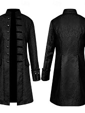 billige Antrekk-Sett retro vintage viktoriansk middelaldersk skjorte trench coat vampyr adelsmann jacquard fancy dress Menns Ebenezer Scrooge nisse Halloween karneval forestilling Ren Faire fest voksnes frakk