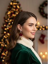 ieftine Cercel de damă-Pentru femei Cercei Picătură Cercei Rotunzi Roșu-aprins Aliaj Crăciun Modă Drăguţ Brad de Crăciun Sonerie Αστέρι