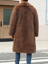 voordelige Herenjacks &amp; jassen-Voor heren Winterjack Jas van imitatiebont Vakantie Dagelijks Thermisch Warm Fleece Herfst Winter Effen Modieus Streetwear Revers Lang Koffie Jacks