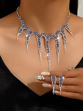 Недорогие Женское ожерелье-Женский комплект украшений со стразами зеленого цвета, включающий ожерелье и кольца для рождественской вечеринки, бала &amp;вечерние мероприятия