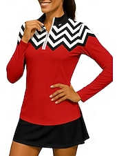 economico Camicia Donna-Per donna Geometrico Maglietta Maglietta sportiva Polo da golf Maglia da tennis Manica Lunga Cerniera Floreale UPF50+ Resistente ai Raggi UV Alta elasticità Traspirante Tennis Golf Pickleball Collo