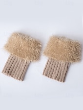 levne Dámské ponožky-Dámské manžety na boty z umělé kožešiny, nastavitelný akrylový úplet s plyšovými detaily, vánoční sváteční doplněk k obuvi v několika barvách