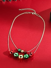 olcso Karácsonyi kiegészítők-Női karácsonyi ajándék nyaklánc, ötvözet és akril anyagból, színes gyöngyök ünnepi medálokkal, tökéletes ünnepi kiegészítő partikra és összejövetelekre