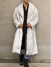 halpa Miesten takit-Miesten Talvitakki Tekoturkis Loma Päivittäin Pidä lämpimänä Fleece Syksy Talvi Tavallinen Muoti Katutyyli Kauluskäänne Pitkä Musta Valkoinen Keltainen Jackets