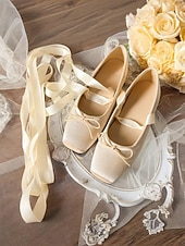  Женские балетки из розового атласа с завязками-лентами, элегантный и женственный дизайн, идеально подходят для занятий балетом, танцевальных выступлений и торжественных случаев.